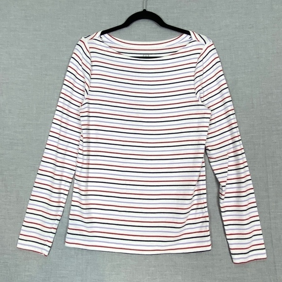GAP Shirt Long Sleeve Tee Striped Sz Large Boat Neck Cotton Blend Soft - Picture 1 of 8